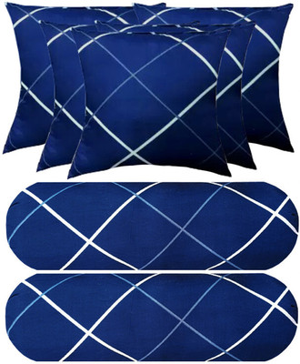 SANJU BROTHER 2 Bolester 5 Cushion Microfibre Abstract Bolster Pack of 7(Blue)