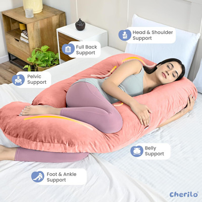Mojo Premium series Polyester Fibre Solid Pregnancy Pillow Pack of 1(Camel)
