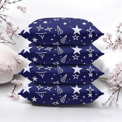 GZZZSD Microfibre Solid Sleeping Pillow Pack of 4(Blue)