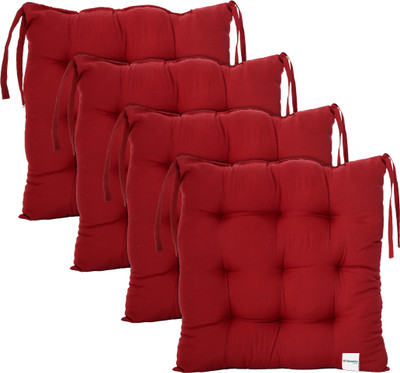 HOMESTIC by Kuber Industries Microfibre Solid Chair Pad Pack of 4(Maroon)