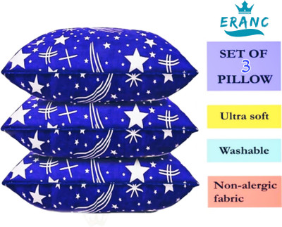 VILLAGERS Polyester Fibre Abstract Sleeping Pillow Pack of 3(Blue)