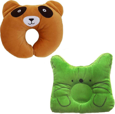 Chinmay Kids Cotton Baby Pillow Pack of 2 Solid(Light Brown, Green)