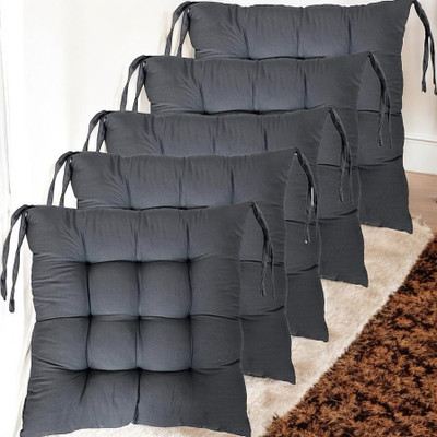 SOFT SNOOZE Soft Luxury Microfibre Solid Chair Pad Pack of 5(Grey)