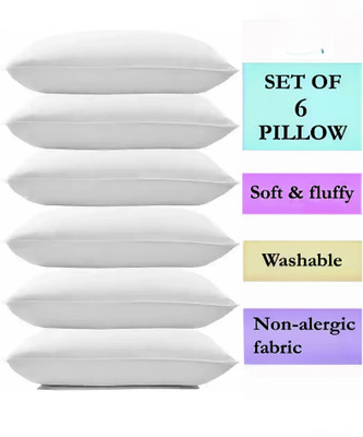 TWIROX LUXURY Polyester Fibre Abstract, Solid Sleeping Pillow Pack of 6(White)