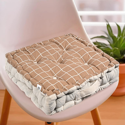 KUBER INDUSTRIES Microfibre Abstract Chair Pad Pack of 1(Brown)