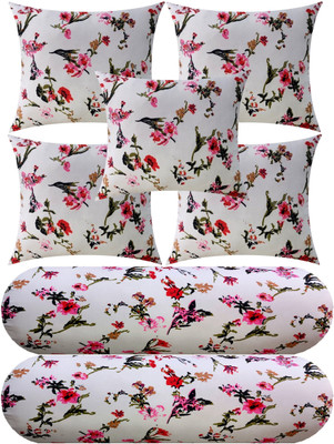 GKM Microfibre Bolster Pack of 7 Floral(White)