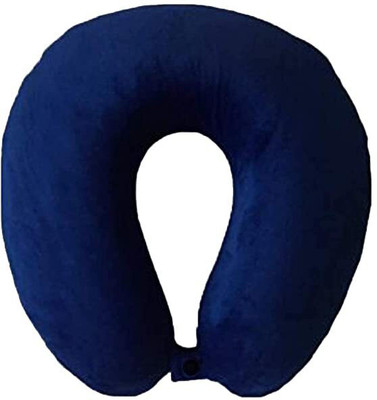 brikshi Microfibre Solid Travel Pillow Pack of 1(Blue)
