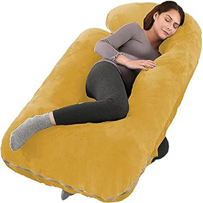 WILD MINT J SHAPE Microfibre Solid Body Pillow Pack of 1(Gold)