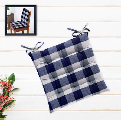 OASIS Cotton Abstract Chair Pad Pack of 1(Blue)