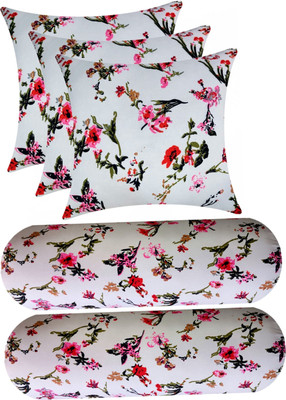 GKM Microfibre Floral Sleeping Pillow Pack of 5(White)