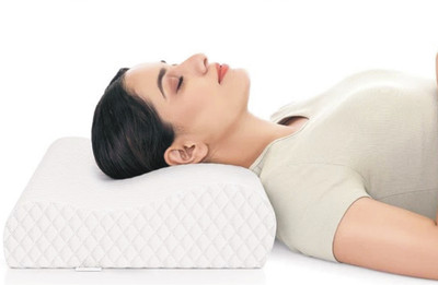Faltomin CONTOUR NECK PILLOW(BIG) MEMORY FOAM Memory Foam Solid Sleeping Pillow Pack of 1(White)