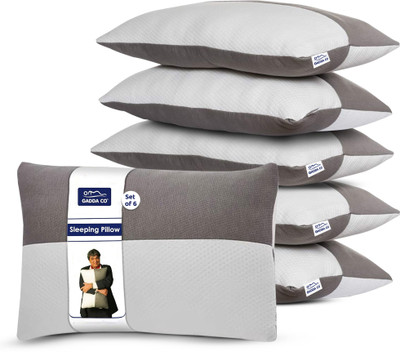 GADDA CO Hollow Sleeping Fiber Pillow with Zip | Height Adjustable Sleeping Pillow, Polyester Fibre Solid Sleeping Pillow Pack of 6(White & Grey)