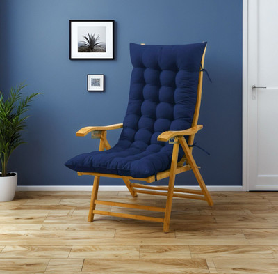 SOFT SNOOZE Microfibre Chair Pad Pack of 1 Solid Soft(Blue)