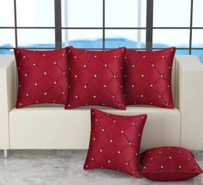 JDX JSH-18001-5-16x16 Polyester Fibre Solid Cushion Pack of 5(Red)