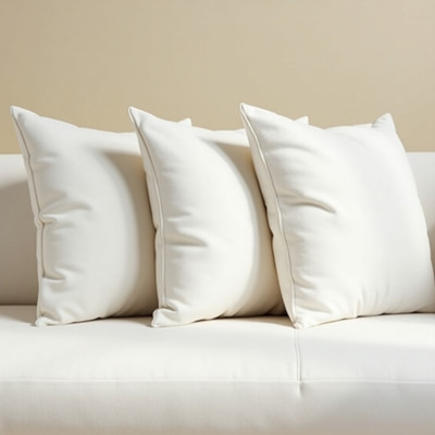maatrikaa Plain/Solid Satin Fabric Square Cushion Inserts (16*16 inch)(40.6Cm*40.6Cm) Polyester Fibre Solid Cushion Pack of 3(White)