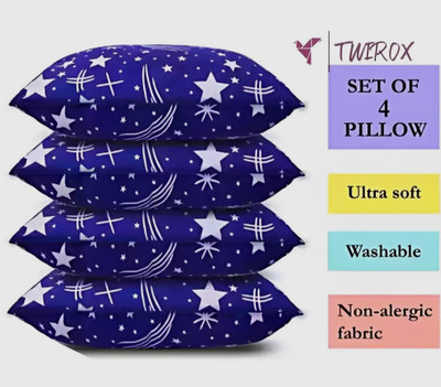 TWIROX LUXURY Polyester Fibre Abstract, Solid Sleeping Pillow Pack of 4(Blue)