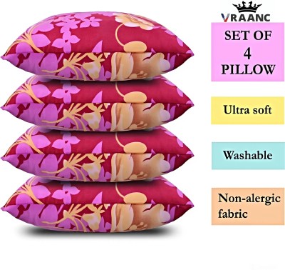 vraanc Luxury Polyester Fibre Abstract Sleeping Pillow Pack of 4(Pink)