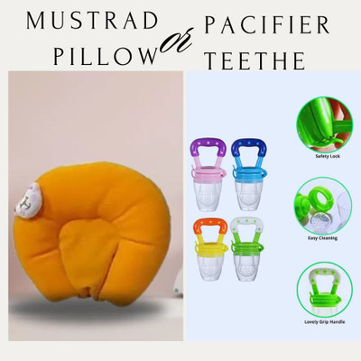 Fashion Overseas Mustard Seeds Baby Pillow Pack of 2 Toons & Characters Baby Fresh Fruit Food Feeder Nibbler Pacifier|Training Massaging Toy Teethe(Multoclour)