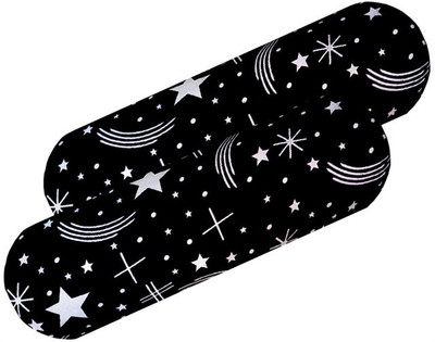 SANJU BROTHER Microfibre Abstract Bolster Pack of 2(Black)