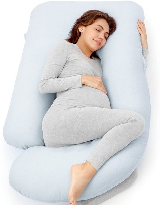 KESHAVE PHARMA G Shape Cotton Solid Pregnancy Pillow Pack of 1(Light Blue)