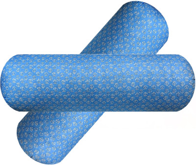 GKM Microfibre Floral Bolster Pack of 2(Light Blue)