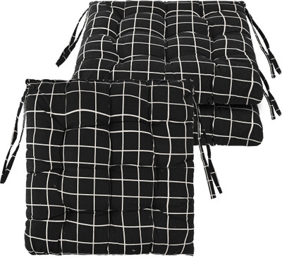 KUBER INDUSTRIES Microfibre Abstract Chair Pad Pack of 3(Black)