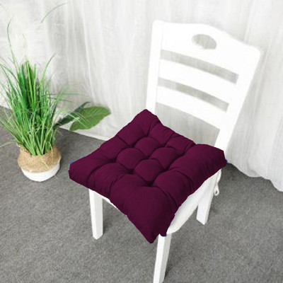 Mom's Moon Polyester Fibre Solid Chair Pad Pack of 2(Wine)
