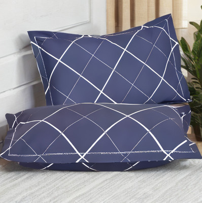 LIPONOS LUXURY Polyester Fibre Abstract Sleeping Pillow Pack of 2(Blue)