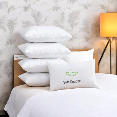 SOFT SNOOZE Microfibre Sleeping Pillow Pack of 5 Solid Luxury(White)