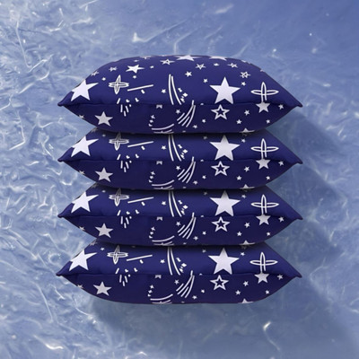 SOFT SNOOZE Luxury Microfibre Abstract Sleeping Pillow Pack of 4(Blue)