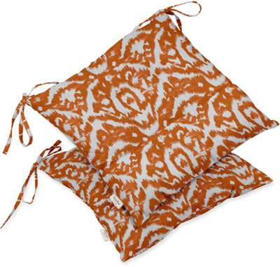 Vargottam Polyester Fibre Abstract Chair Pad Pack of 2(Orange 1)