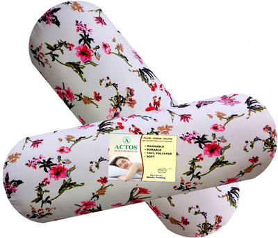 ACTOS Round Microfibre Abstract Bolster Pack of 2(White)