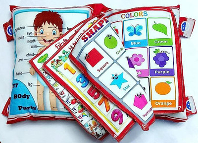 BOOKETANO Cotton Baby Pillow Pack of 1 Alphanumeric, Animals, Birds, Floral, Fruits, Geometric, Smiley, Toons & Characters Learning Pillow(Red)