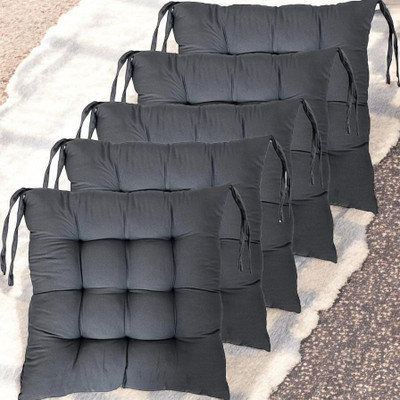 SOFT SNOOZE Soft Luxury Microfibre Solid Chair Pad Pack of 5(Grey)