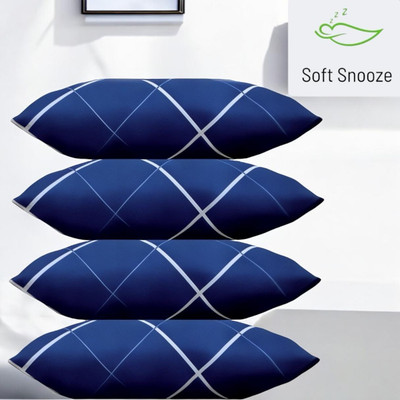 SOFT SNOOZE Soft Luxury Microfibre Abstract Sleeping Pillow Pack of 4(Blue)