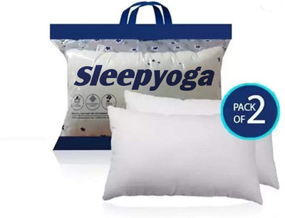 Sleep Yoga Fiber Lite Pillow | Medium Soft | Micro-Peach Fabric | Luxurious Feel Polyester Fibre Solid Sleeping Pillow Pack of 2(White)