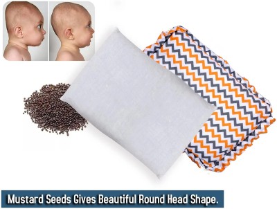 Navjivan Pharma Pillow Mustard Seeds Stripes Baby Pillow Pack of 1(Orange)