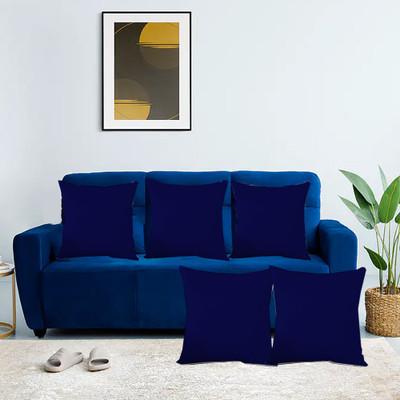 Bhumi Impex Decorative Cushion Microfibre Solid Cushion Pack of 5(Navy)