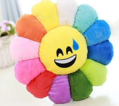AARAVI TRADERS Microfibre Smiley Cushion Pack of 1(Multicolour5)