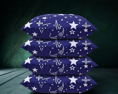 Regnar Luxury Polyester Fibre Abstract Sleeping Pillow Pack of 4(Blue)