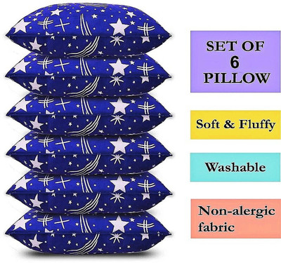 Tecsun LUXURY Polyester Fibre Abstract Sleeping Pillow Pack of 6(Blue)