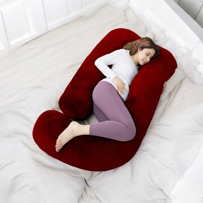 THUKRAN Polyester Fibre Solid Pregnancy Pillow Pack of 1(Maroon)