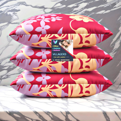 NKSNIMYSTORE FLOWER Microfibre Abstract Sleeping Pillow Pack of 3(Pink)