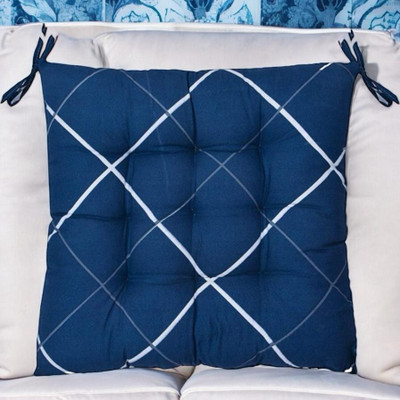 SOFT SNOOZE Soft Luxury Microfibre Solid Chair Pad Pack of 2(Blue)