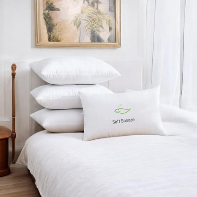 SOFT SNOOZE Microfibre Sleeping Pillow Pack of 4 Solid SOFT LUXURY(White)