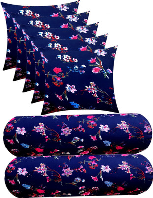 ACTOS Microfibre Sleeping Pillow Pack of 7 Floral(Blue)