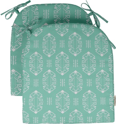 Vargottam Polyester Fibre Motifs Chair Pad Pack of 2(Aquamarine Green1)