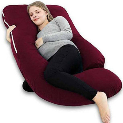 MAHADEV NA Microfibre Solid Pregnancy Pillow Pack of 1(Maroon)