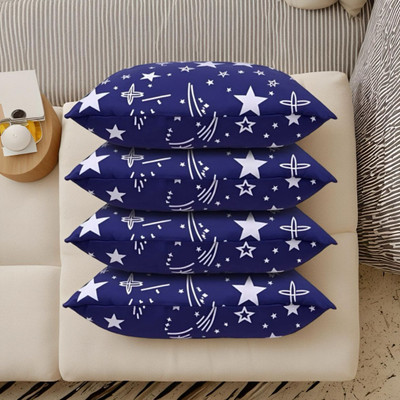 SOFT SNOOZE Luxury Microfibre Abstract Sleeping Pillow Pack of 4(Blue)