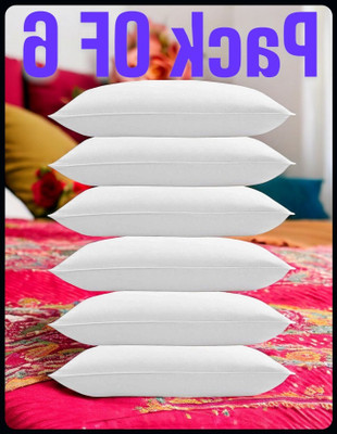 JAYOG ENTERPRISE Microfibre Sleeping Pillow Pack of 6 Solid White Pillow 6(White)